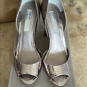 BCBGMaxAzria Silver Snakeskin Heels
